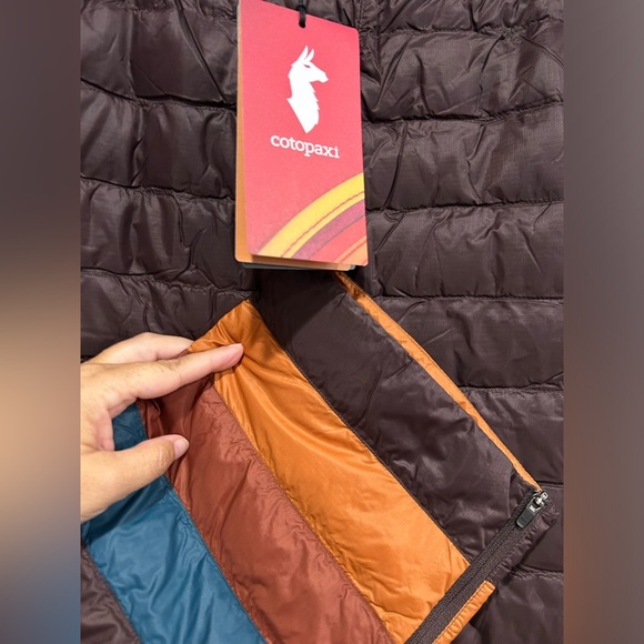 Cotopaxi Men's XL Fuego Down Pant Coffee Stripes Rust Brown NWT 800-fill Down - Picture 5 of 8